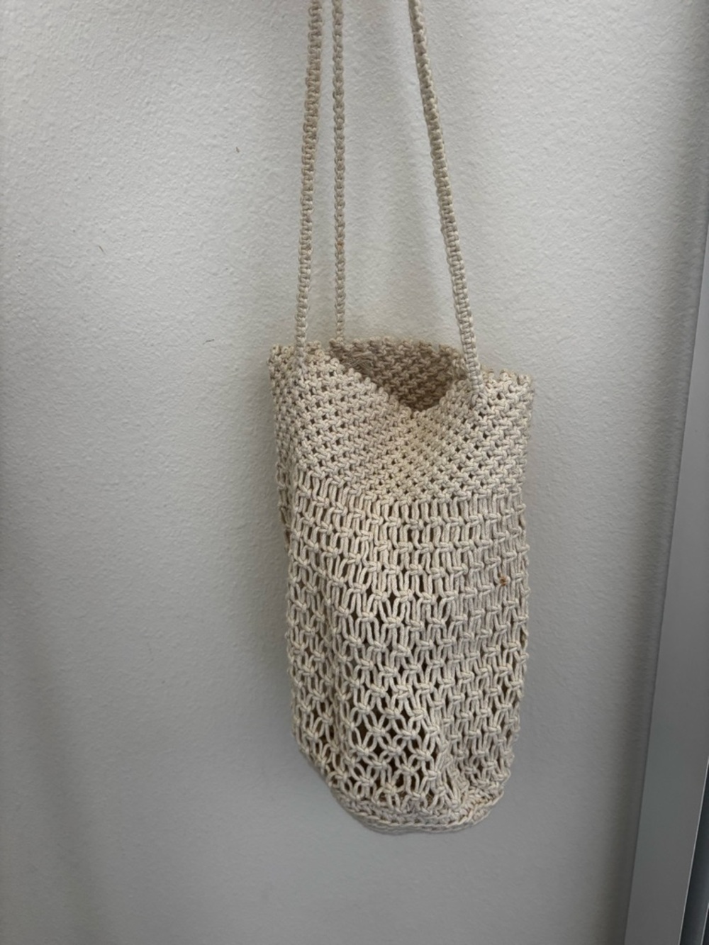 Crochet Beige Tote Carry-On Purse